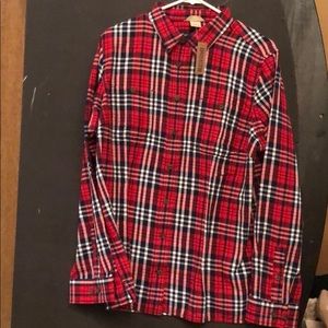 Red and navy plaid shirt